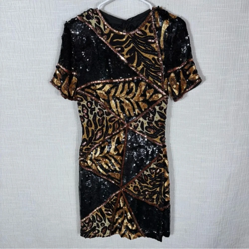 Vintage‎ Sequin Animal Pattern Dress Size small with Leopard Cheetah 80’s - Picture 2 of 14